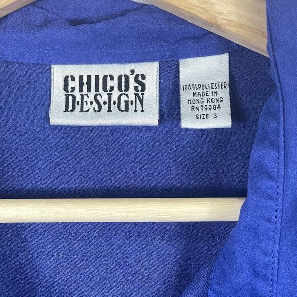 Chico's Indigo‎ Suede Feel Long Sleeve Button Front Blouse Shirt Womens 3 XL 16 - Picture 7 of 7